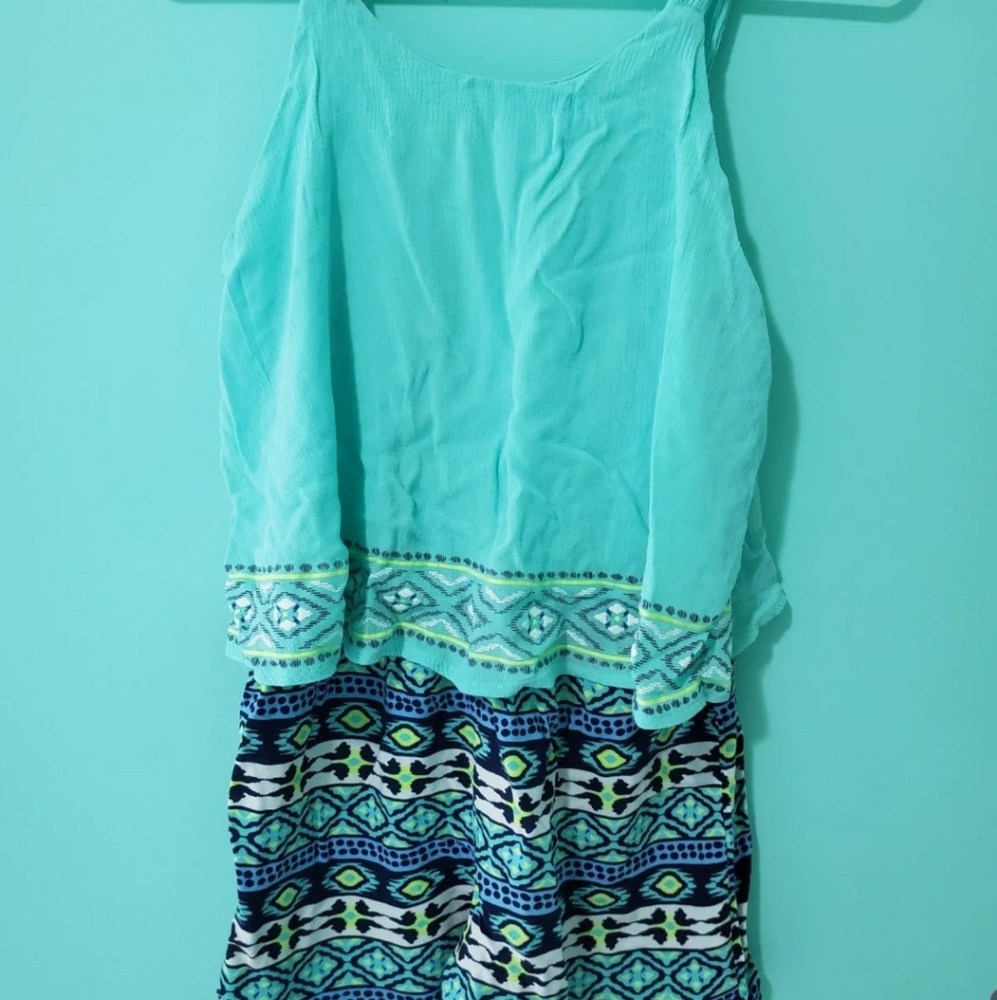 Xhilaration Blue/Green Romper